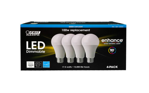 Feit Dimmable LED 5000K Daylight 4-Pack (100W Replacement) 17.5W Feit Dimmable LED 5000K Daylight 4-Pack (100W Replacement) 17.5W