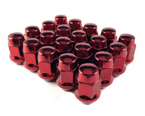 EZAccessory 24 Red Bulge Acorn Lug Nuts 14x1.5 Thread Size 13/16" Hex