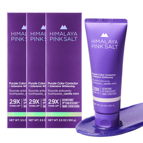 HIMALAYA PINKSALT Purple Whitening Toothpaste - Teeth Whitening, Deep Stain Remover with Fluoride, Plaque Remover, Appropriate for Sensitive Teeth, Peroxide Free - Vanilla Mint, 3.5 oz (3 Packs) HIMALAYA PINKSALT Purple Whitening Toothpaste - Teeth Whitening, Deep Stain Remover with Fluoride, Plaque Remover, Appropriate for Sensitive Teeth, Peroxide Free - Vanilla Mint, 3.5 oz (3 Packs)