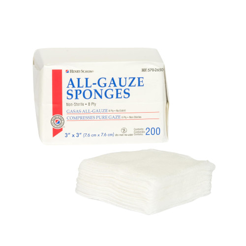 Henry Schein 200/Pack Non-Sterile Gauze Pads 3’’ x 3’’ for Wound Dressing Gauze Sponge-Pads for Wound Care - 8-Ply - 100% Cotton & Highly Absorbent - 1 Pack (200/Pack) Henry Schein 200/Pack Non-Sterile Gauze Pads 3’’ x 3’’ for Wound Dressing Gauze Sponge-Pads for Wound Care - 8-Ply - 100% Cotton & Highly Absorbent - 1 Pack (200/Pack)