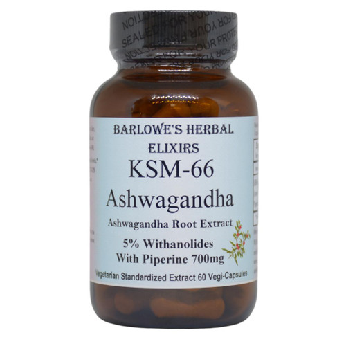 Barlowe's Herbal Elixirs KSM-66 Ashwagandha | Ashwagandha Root Extract | 5% Withanolides | 700mg per Capsule | 60 Veggie Capsules | Stearate Free | Glass Bottle Barlowe's Herbal Elixirs KSM-66 Ashwagandha | Ashwagandha Root Extract | 5% Withanolides | 700mg per Capsule | 60 Veggie Capsules | Stearate Free | Glass Bottle
