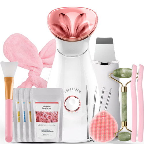 Colorfarm Facial Steamer Nano Ionic: Face Steamer Home Spa Kit Deep Cleaning Unclogs Pores Sinuses Inhaler with 8 Skin Care Tools - Self Care Gifts for Women (Deep Cleansing Facial Kit) Colorfarm Facial Steamer Nano Ionic: Face Steamer Home Spa Kit Deep Cleaning Unclogs Pores Sinuses Inhaler with 8 Skin Care Tools - Self Care Gifts for Women (Deep Cleansing Facial Kit)