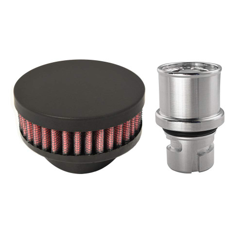 CFM Performance Baffled Billet Valve Cover Breather compatible with 2015-2023 Dodge Challenger SRT Hellcat 6.2 (Flat Black)