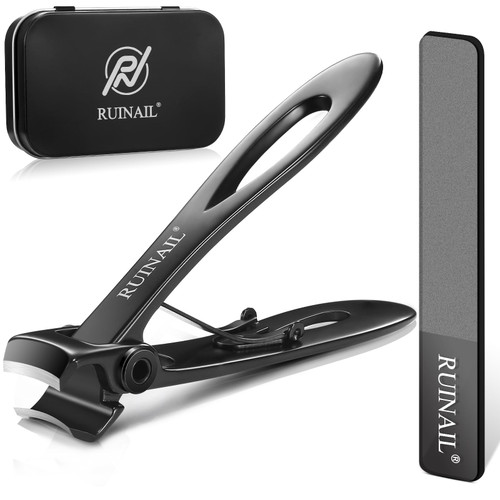 Nail Clippers for Thick Toenails 17mm Extra Wide Jaw Opening Nail Clippers Large Toenail Fingernail Nail Clipper Nail Cutter with File Tin Boxed for Men Women Seniors (Black+Glass File) Nail Clippers for Thick Toenails 17mm Extra Wide Jaw Opening Nail Clippers Large Toenail Fingernail Nail Clipper Nail Cutter with File Tin Boxed for Men Women Seniors (Black+Glass File)