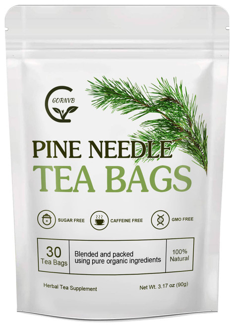 Organic Pine Needle Tea Bags - 100% Pure Natural Dried Pine Needles Herbal Tea, Effectively Antioxidant & Immune Support, Caffeine Free, 30 Tea Bags Organic Pine Needle Tea Bags - 100% Pure Natural Dried Pine Needles Herbal Tea, Effectively Antioxidant & Immune Support, Caffeine Free, 30 Tea Bags