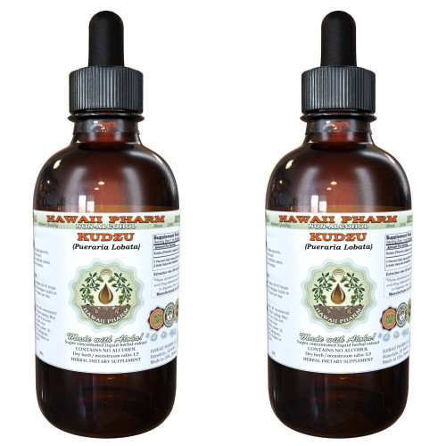 Kudzu Alcohol-Free Liquid Extract, Organic Kudzu (Pueraria lobata) Dried Root Glycerite Hawaii Pharm Natural Herbal Supplement 2x2 oz