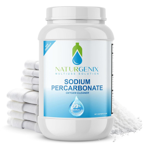Naturgenix Sodium Percarbonate Powder 99% Purity - Oxygen Bleach, Hydrogen Peroxide Release Cleaner for Laundry, Dishwasher, Deodorizing & Stain Removal, Multi-Surface Use, Color-Safe (9 lbs) Naturgenix Sodium Percarbonate Powder 99% Purity - Oxygen Bleach, Hydrogen Peroxide Release Cleaner for Laundry, Dishwasher, Deodorizing & Stain Removal, Multi-Surface Use, Color-Safe (9 lbs)