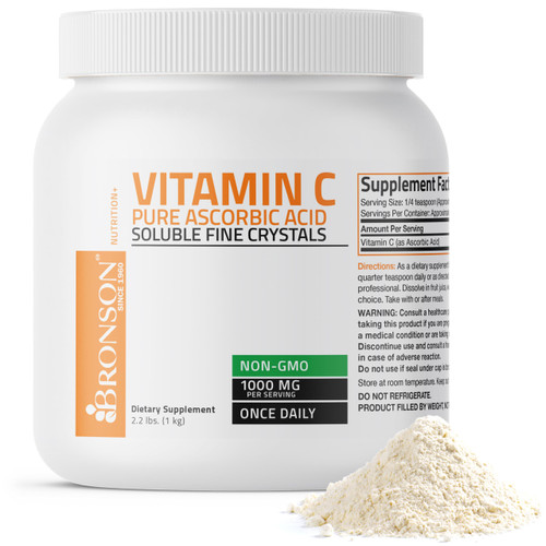 Bronson Vitamin C Powder Pure Ascorbic Acid Soluble Fine Non GMO Crystals – Promotes Healthy Immune System and Cell Protection – Powerful Antioxidant - 1 Kilogram (2.2 Lbs) Bronson Vitamin C Powder Pure Ascorbic Acid Soluble Fine Non GMO Crystals – Promotes Healthy Immune System and Cell Protection – Powerful Antioxidant - 1 Kilogram (2.2 Lbs)