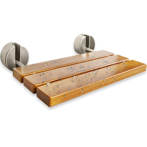 20 Inch Folding Teak Shower Bench - Wall Mounted Space-Saving Shower Seat for Elderly & Adults, Brushed Nickel Cover, 400lb Weight Capacity, Ideal for Shower, Spa, Shaving Leg 20 Inch Folding Teak Shower Bench - Wall Mounted Space-Saving Shower Seat for Elderly & Adults, Brushed Nickel Cover, 400lb Weight Capacity, Ideal for Shower, Spa, Shaving Leg