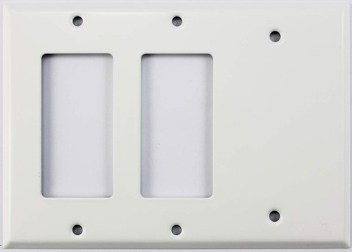 STEEL (Not Plastic) Smooth White 3 Gang Combo Wall Plate - 2 GFCI/Rocker Openings 1 Blank