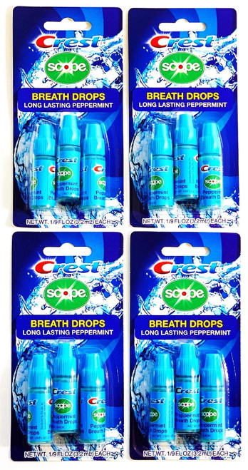 Crest Scope Breath Drops - Long Lasting Peppermint Liquid Breath Fresheners 12 Count Crest Scope Breath Drops - Long Lasting Peppermint Liquid Breath Fresheners 12 Count