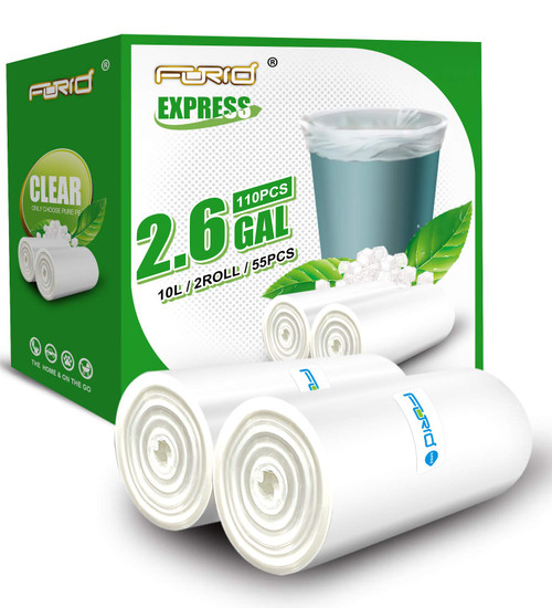 FORID Small Clear Trash Bags, 2.6 Gallon Garbage Bags, Wastebasket Bin Liners 110 Count Plastic Trash Bags for Bathroom Bedroom Office Garbage Can 10 Liters - Durable & Thick Trash Bag FORID Small Clear Trash Bags, 2.6 Gallon Garbage Bags, Wastebasket Bin Liners 110 Count Plastic Trash Bags for Bathroom Bedroom Office Garbage Can 10 Liters - Durable & Thick Trash Bag