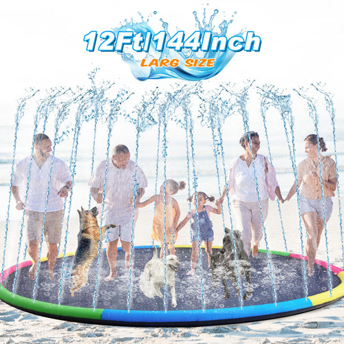 Lewtemi 12 ft Extra Large Non Slip Splash Pad 144" for Adult Kids and Dog Giant Thicken Sprinkler Pool Summer Outdoor Toys Fun Backyard Fountain Play Mat for Family Pet Dog(Cute Style) Lewtemi 12 ft Extra Large Non Slip Splash Pad 144" for Adult Kids and Dog Giant Thicken Sprinkler Pool Summer Outdoor Toys Fun Backyard Fountain Play Mat for Family Pet Dog(Cute Style)
