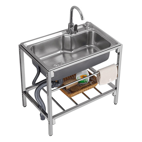 Stainless Steel Utility Sink Single Bowl, Freestanding Stainless Steel Utility Sink With Hose Hook Up, Commercial Kitchen Sink with Hot and Cold Faucet For Restaurant, Bar, Laundry, Garage, Backyard Stainless Steel Utility Sink Single Bowl, Freestanding Stainless Steel Utility Sink With Hose Hook Up, Commercial Kitchen Sink with Hot and Cold Faucet For Restaurant, Bar, Laundry, Garage, Backyard