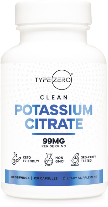 Type Zero Potassium Citrate (99mg, 120 Capsules) - Gluten Free, Non-GMO