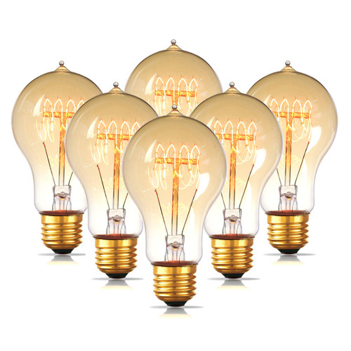 Jslinter 6-Pack Edison Light Bulb 60 Watt, Dimmable A19 Antique Vintage Old Fashioned E26 Incandescent Light Bulbs, Amber Warm White Jslinter 6-Pack Edison Light Bulb 60 Watt, Dimmable A19 Antique Vintage Old Fashioned E26 Incandescent Light Bulbs, Amber Warm White