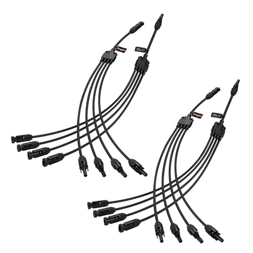 BougeRV Solar Y Branch Connectors Extra Long Solar Panel Parallel Connectors 1 to 4 Solar Cable Wire Plug Tool Kit (2 Pairs/M/FFFF and F/MMMM) BougeRV Solar Y Branch Connectors Extra Long Solar Panel Parallel Connectors 1 to 4 Solar Cable Wire Plug Tool Kit (2 Pairs/M/FFFF and F/MMMM)