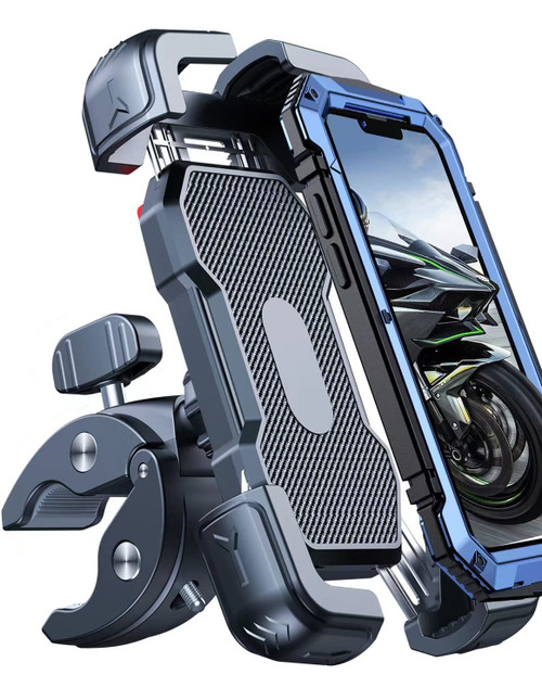 Bovemanx Motorcycle Phone Mount Holder, [150mph Wind Anti-Shake][7.2inch Big Phone Friendly] Bike Phone Holder, Motorcycle Handlebar Cell Phone Clamp, Compatible with iPhone 16 Pro Max, Black