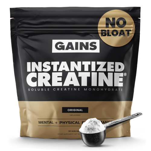 Gains in Bulk Instantized Creatine Monohydrate for Women and Men, Soluble Creatine Powder, Supports Muscle Building, Strength and Performance, Bodybuilding Supplements, Unflavored, 30 Servings Gains in Bulk Instantized Creatine Monohydrate for Women and Men, Soluble Creatine Powder, Supports Muscle Building, Strength and Performance, Bodybuilding Supplements, Unflavored, 30 Servings