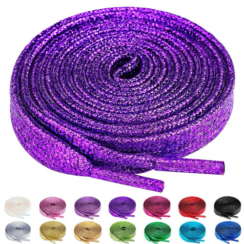 Olukssck 2 Pairs Flat Glitter Shiny Metallic Shoe Laces for Sneakers, 2/5" Wide Sequin Athletic Shoelaces Dark Purple 55 inch(140cm) Olukssck 2 Pairs Flat Glitter Shiny Metallic Shoe Laces for Sneakers, 2/5" Wide Sequin Athletic Shoelaces Dark Purple 55 inch(140cm)