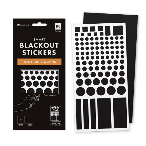 SleepBetterCo Blackout Stickers - Blocks LED Light, 100% Light Blocking