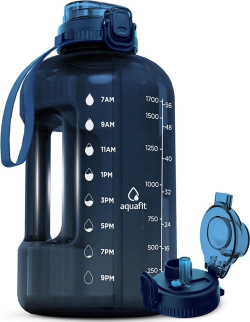 AQUAFIT Half Gallon Water Bottle with Time Marker - Straw & Chug Lid - BPA Free Gym Water Bottle with Straw - Big Gallon Jug (Nebula, 64 oz - 2in1 Lid) AQUAFIT Half Gallon Water Bottle with Time Marker - Straw & Chug Lid - BPA Free Gym Water Bottle with Straw - Big Gallon Jug (Nebula, 64 oz - 2in1 Lid)