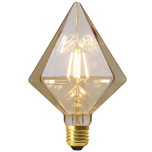 WOPARU Pointed Diamond Vintage Candlelight Oversized Edison Large Light Bulb，40W Replacement E26 240lm Warm White 2300K Dimmable LED Amber Finish Decorative G40 Big Light Bulb