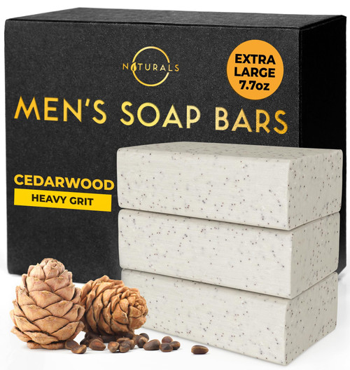 O NATURALS 7.76 oz (3PC) Exfoliating Soap Bar Cedarwood - Heavy Grit Mens Soap - All Natural Exfoliation Bar Soap for Men - Apricot Kernels Bar Soap - Face Soap Bar - Moisturizing Mens Face Bar Soap O NATURALS 7.76 oz (3PC) Exfoliating Soap Bar Cedarwood - Heavy Grit Mens Soap - All Natural Exfoliation Bar Soap for Men - Apricot Kernels Bar Soap - Face Soap Bar - Moisturizing Mens Face Bar Soap