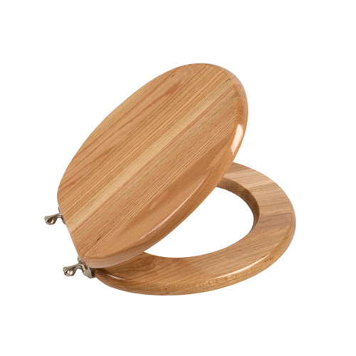 Toilet Seat, Oak Wood, Solid Wood, High Gloss Finish, PIKLiDS (Round)
