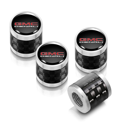 iPick Image for GMC Denali Nameplate on Real Carbon Fiber Barrel Black Aluminum Tire Valve Stem Caps (Black/Silver) iPick Image for GMC Denali Nameplate on Real Carbon Fiber Barrel Black Aluminum Tire Valve Stem Caps (Black/Silver)