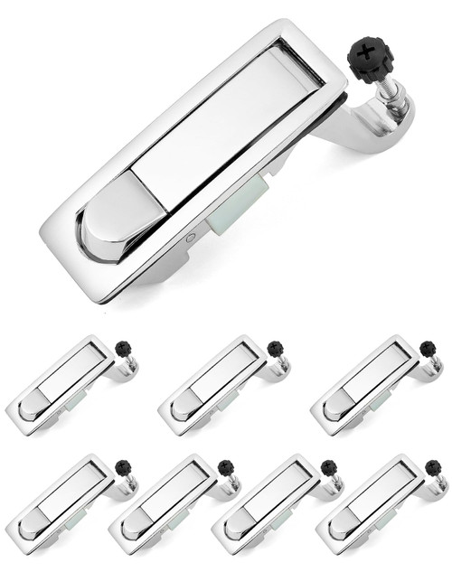 QWORK 8PCS Compression Latch Lock Trigger Latch Lock, Zinc Alloy Adjustable Lever Hand Operated Compression Latch Flush Silvers for Electrical Enclosures and Boats