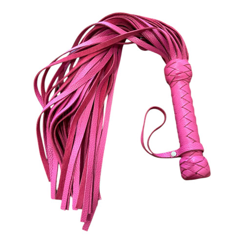 MarquiseDeBliss Genuine Leather Handcrafted Gentle Horse Whip - Thick Equestrian Training and Riding Essential - Riding Tools (Pink, 27.6 Inches)