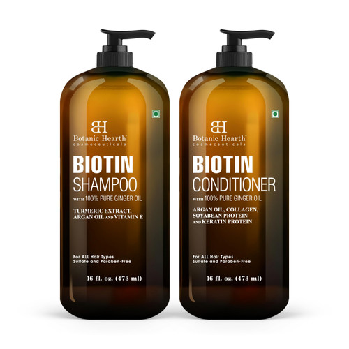 Botanic Hearth Biotin Shampoo and Conditioner Set - with Ginger Oil & Keratin for Hair Loss and Thinning Hair for Men and Women - Sulfate Free, 16 fl oz each Botanic Hearth Biotin Shampoo and Conditioner Set - with Ginger Oil & Keratin for Hair Loss and Thinning Hair for Men and Women - Sulfate Free, 16 fl oz each