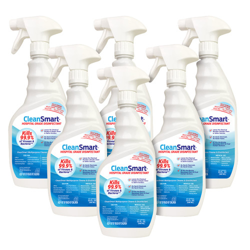 CleanSmart Hospital Grade Disinfectant, Kills 99.9% of Viruses and Bacteria, Hypochlorous Acid Technology, EPA Registered, 23 oz, (Pack of 6) (HOCL) CleanSmart Hospital Grade Disinfectant, Kills 99.9% of Viruses and Bacteria, Hypochlorous Acid Technology, EPA Registered, 23 oz, (Pack of 6) (HOCL)
