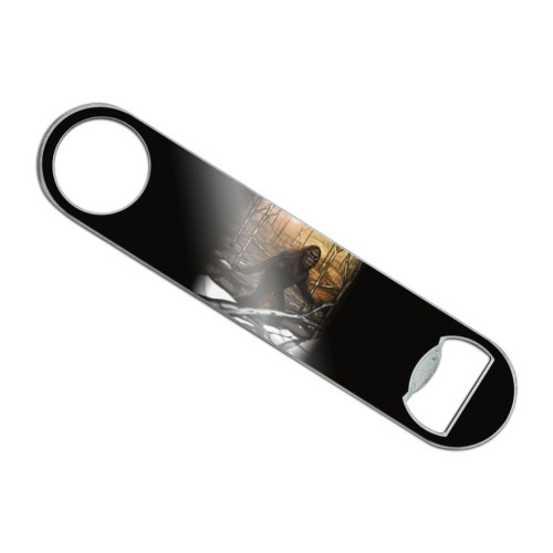 Bigfoot Sasquatch Walking in the Woods Stainless Steel Vinyl Covered Flat Bartender Speed Bar Bottle Opener