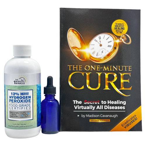 12% Hydrogen Peroxide Food Grade 12 oz Bottle and The One Minute Cure Book 12% Hydrogen Peroxide Food Grade 12 oz Bottle and The One Minute Cure Book