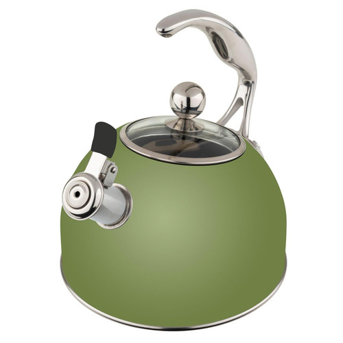 Viking 3-Ply Stainless Steel Tea Kettle, 2.6 Quart Stovetop Hot Water Pot with Tempered Glass Lid, Ergonomic Handle, Induction Ready, Cypress Green Viking 3-Ply Stainless Steel Tea Kettle, 2.6 Quart Stovetop Hot Water Pot with Tempered Glass Lid, Ergonomic Handle, Induction Ready, Cypress Green