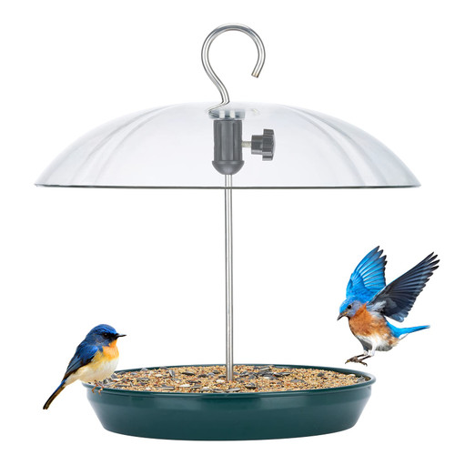 Kingsyard Adjustable Platform Bird Feeder for Outdoors Hanging, Metal Tray Bird Feeder with Dome Top, Attract Bluebirds Cardinals Goldfinches (Green) Kingsyard Adjustable Platform Bird Feeder for Outdoors Hanging, Metal Tray Bird Feeder with Dome Top, Attract Bluebirds Cardinals Goldfinches (Green)