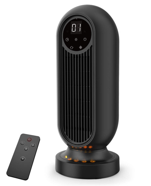 Infray Space Heater, 1500W Oscillating Ceramic Tower Heater, Portable Fast Heating Electric Fan Heater with LED Flame Light, 12Hrs Timer, Remote Control & LED Display for Home Office Indoor Use Infray Space Heater, 1500W Oscillating Ceramic Tower Heater, Portable Fast Heating Electric Fan Heater with LED Flame Light, 12Hrs Timer, Remote Control & LED Display for Home Office Indoor Use