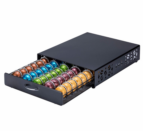 ZCDCP Nespresso Pod Holder Vertuo pod Storage Drawer Black Metal Coffee Pod Holder for Vertuoline Capsule Orgainzer 50 Pods ZCDCP Nespresso Pod Holder Vertuo pod Storage Drawer Black Metal Coffee Pod Holder for Vertuoline Capsule Orgainzer 50 Pods