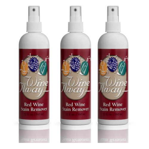 Wine Away Red Wine Stain Remover Spray - Natural Carpet and Upholstery Spot Cleaner - Effectively Removes Blood, Clothes, Coffee, & Pet Stains - Best on Both Fresh & Dried Stains - 12 Oz - Pack of 3