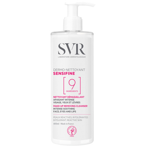 SVR Sensifine Soothing Cleanser & Makeup Remover for Face, Eyes and Lips - Gentle Melting Gel Cream that Leaves the Skin Clean, Soft & Comfortable. Specifically Designed for Sensitive Skin, 13.5 fl.oz