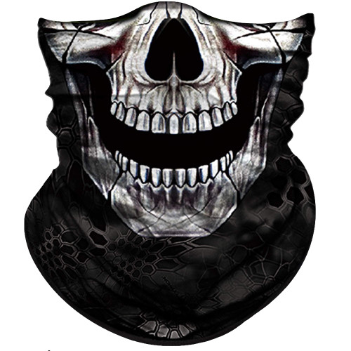 Obacle Skull Face Mask Half for Dust Wind UV Sun Protection Seamless 3D Tube Mask Bandana for Men Women Durable Thin Breathable Skeleton Mask Motorcycle Riding Biker (Black Eye Smile Skull)