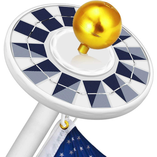 Solar Flag Pole Light 128 LED - Super Bright Powered Light for 15-25Ft Flagpoles, 100% Coverage, 2 Modes 2500MAH Downlight, IP67 Waterproof Auto On/Off Night Lighting