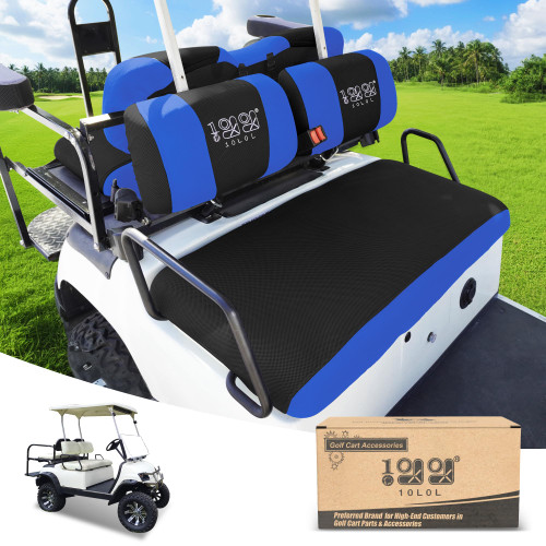 10L0L Golf Cart Front Rear Seat Covers for Yamaha G2 G8 G9 G11 G14 G16 G20 G19 G21 G22, Club Car DS Pre-2000, Tomberlin Emerge, EZGO Marathon, 3D Air Mesh Polyester Fabric Breathable Washable -Blue