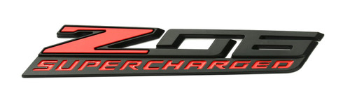 C7 Z06 Supercharged Emblem 3D Badge Nameplate Logo Replacement for 2015-2019 C7 Corvette 6" x 7/8" (Black Red)