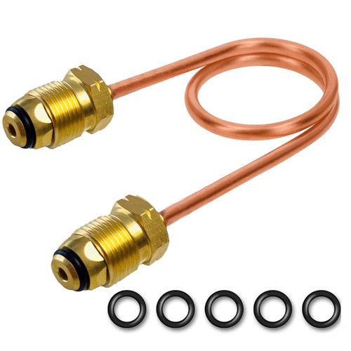 MENSI Propane Regulator Copper Pigtail Tubing Hose POL x POL 15" Long for High Pressure Regulator and Propane Tank Connection, with 5 Pieces of Backup O-Ring