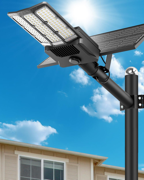 HIEPOCK 8000W Solar Street Lights Outdoor,Commercial Parking Lot Lights Dusk to Dawn IP67,Solar Outdoor Light with Motion Sensor and Remote Control,Security Flood Lights for Yard,Basketball Court