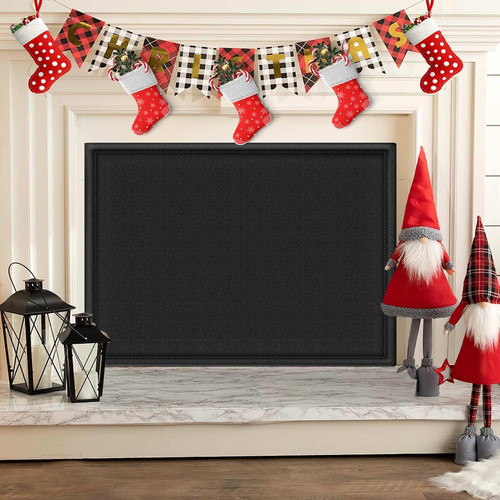 CADARA Fireplace Blocker Blanket Stops Heat Loss, Magnetic Fireplace Draft Stopper, Indoor Fire Place Draft Cover with Hook and Loop Tapes, Cold Air Blocker Save Energy, Black 36" W x 28" H