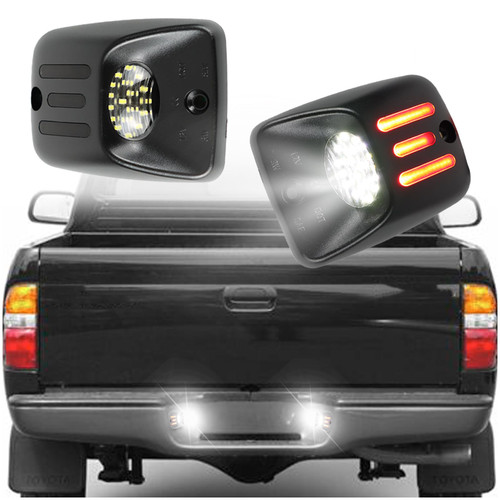 KEEGTBOX Full LED License Plate Light Tag Lamp Assembly Compatible with Toyota Tacoma 1995-2004 White light 2-Pieces Rear Bumper Tag Lamp Accessories